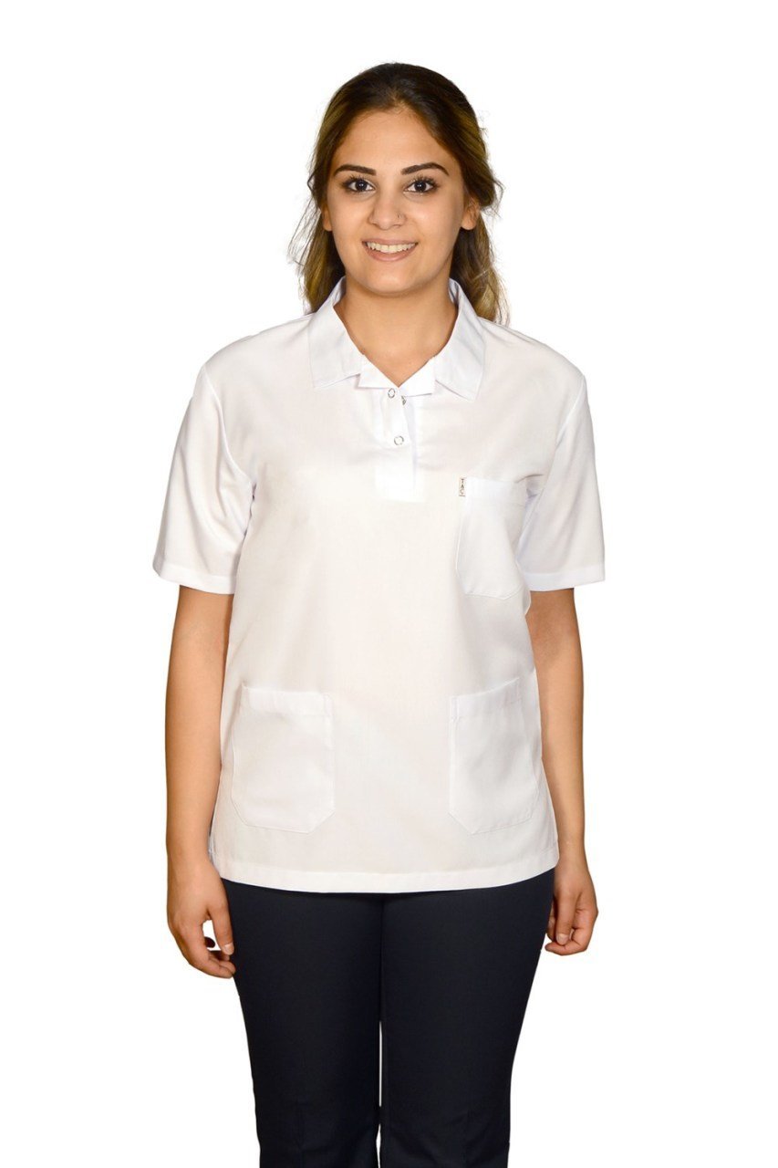 Kadın Beyaz Lacivert Alpaka Hemşire Forması