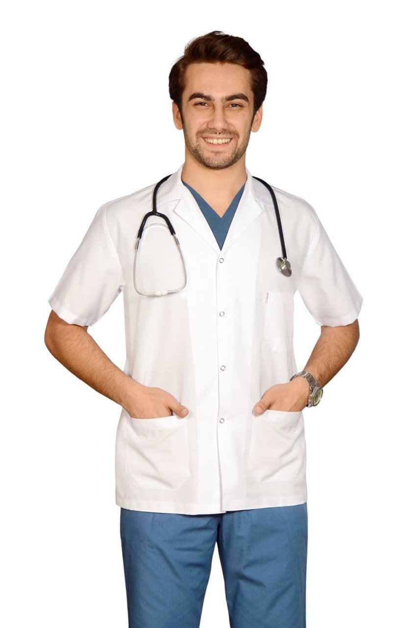 Erkek Alpaka Kısa Boy Kısa Kol Doktor Öğretmen Önlüğü