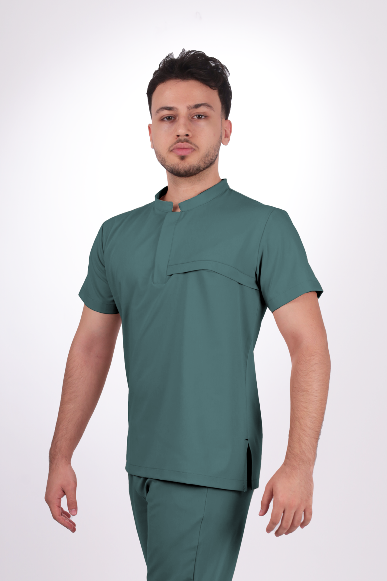 Premium Likralı Tek Cepli Çıtçıt Erkek Okyanus Mavisi Scrubs