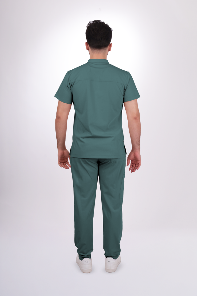 Premium Likralı Tek Cepli Çıtçıt Erkek Okyanus Mavisi Scrubs