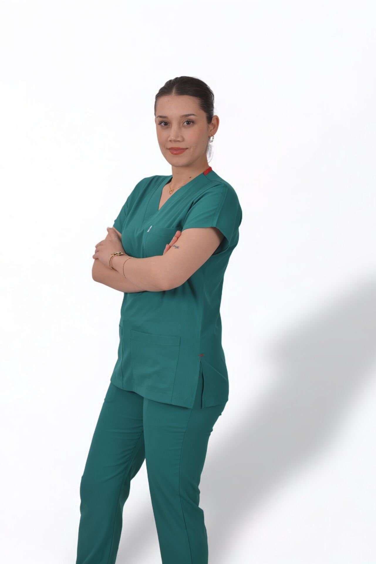 Premium Likralı Klasik Seri Kadın Tek Üst Cerrahi Yeşil