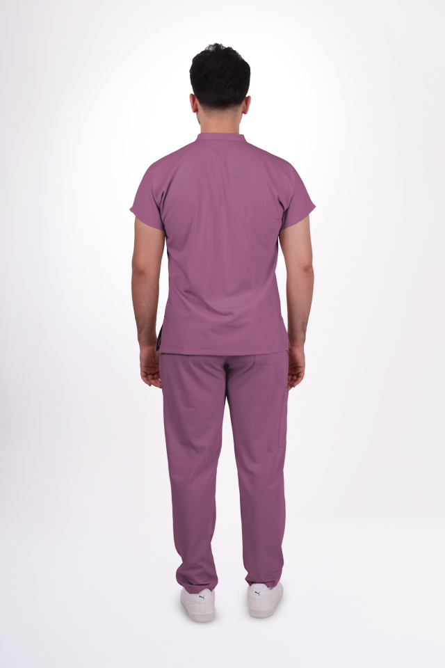 Likralı Snap Seri Erkek Açık Mürdüm Scrubs