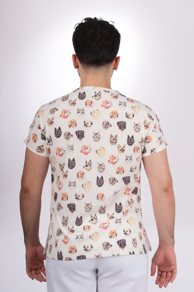 Premium Likralı Desenli Seri Kedi Köpek Desen Erkek Tek Üst