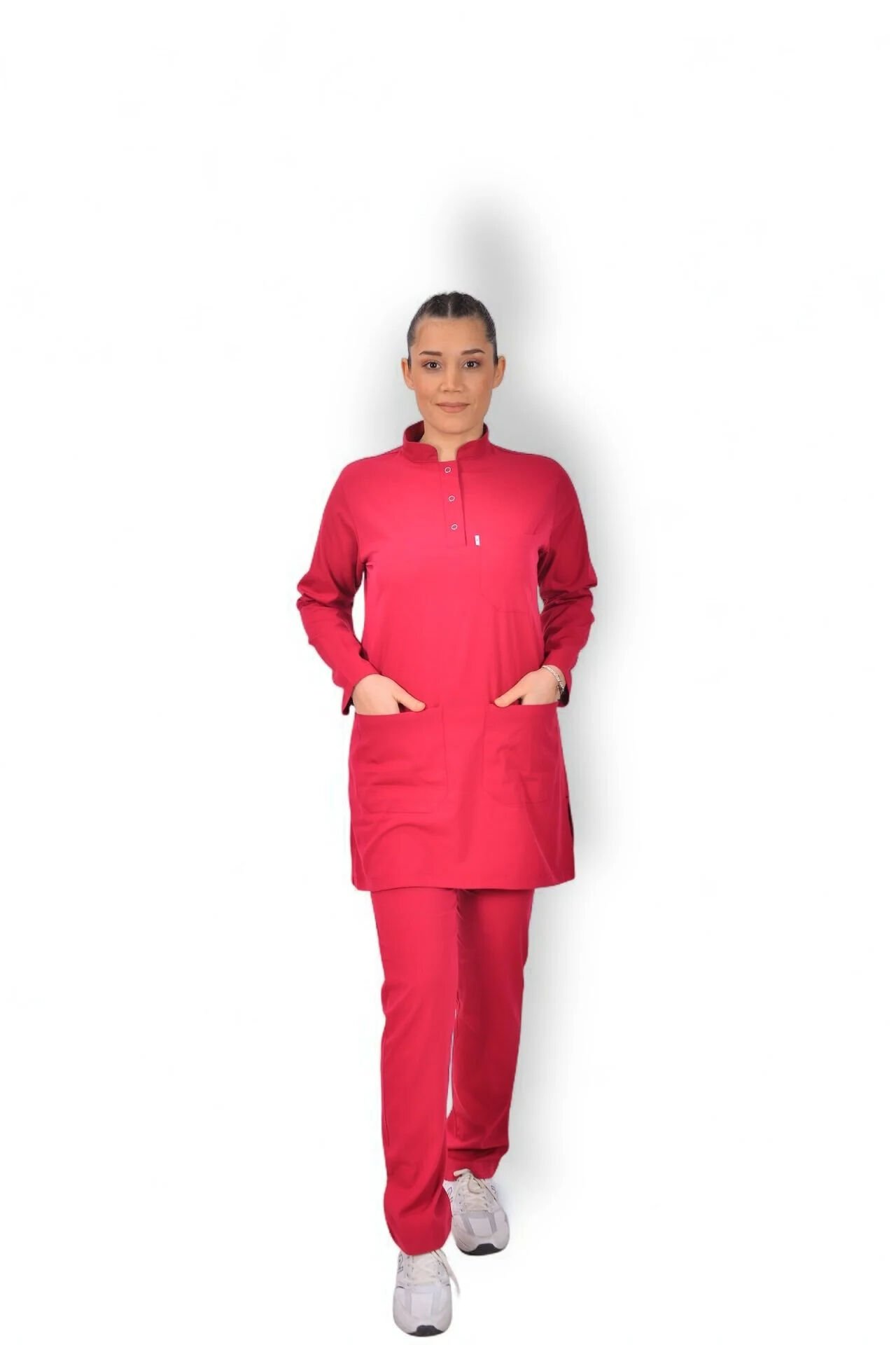 Likralı Tesettür Model Kadın Fuşya Scrubs