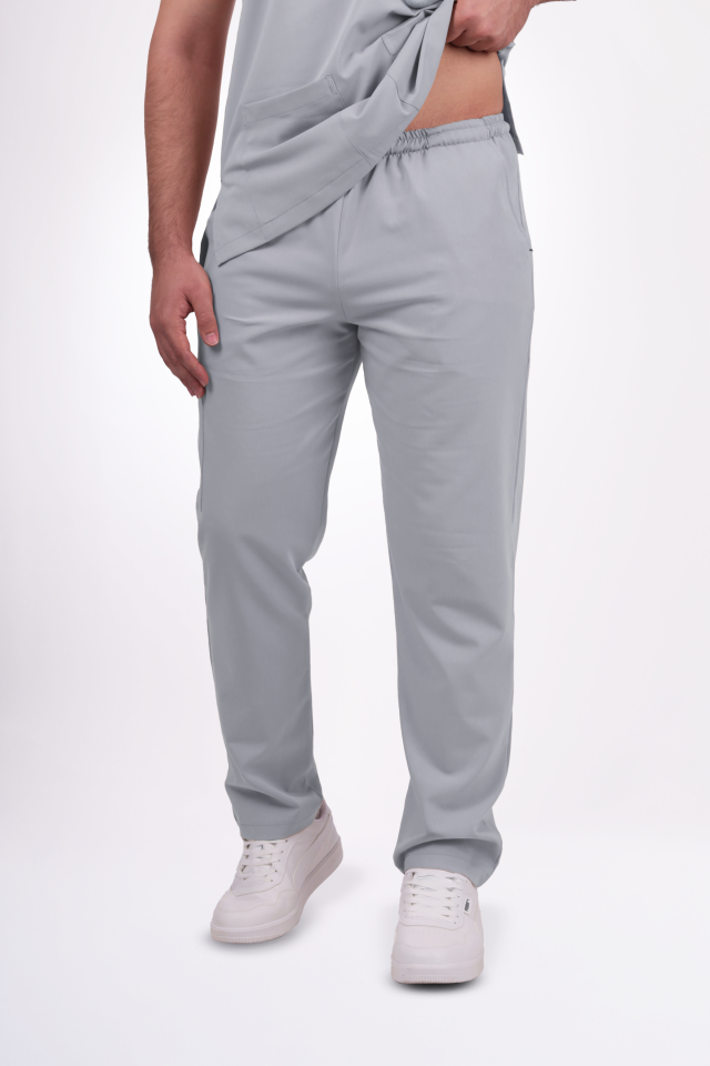 Premium Likralı Snap Seri Erkek Açık Gri Scrubs