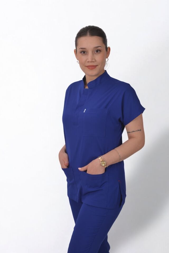 Premium Likralı Snap Seri Kadın Tek Üst Saks Mavisi