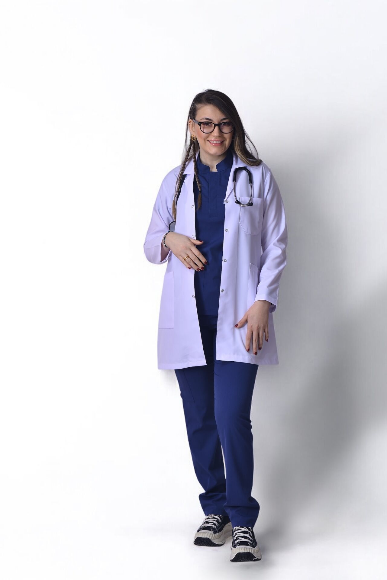 Uzun Kol Orta Boy Kadın Önlük Gömlek Yaka