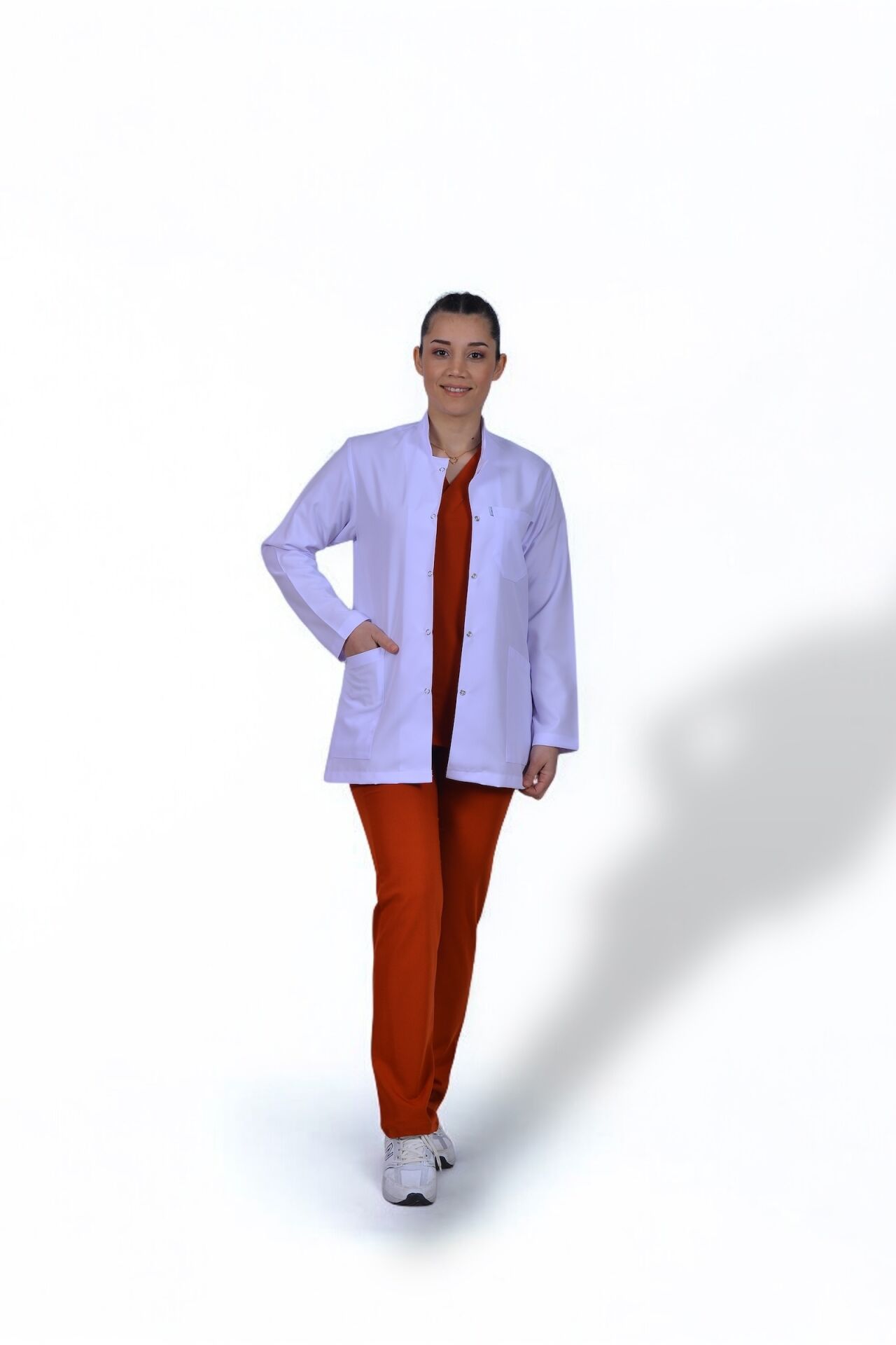 Uzun Kol Kısa Boy Kadın Önlük Hakim Yaka