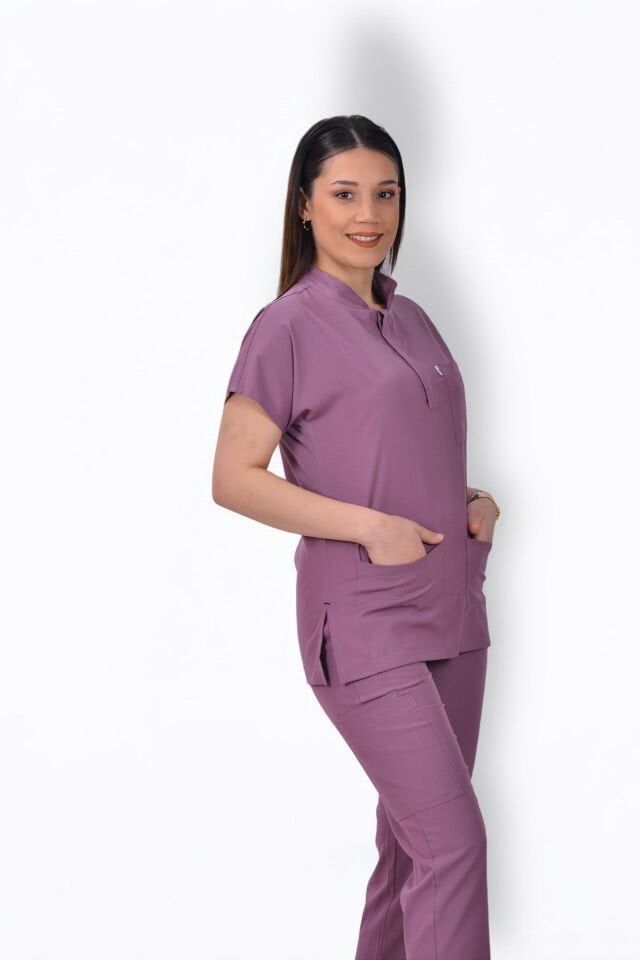 Premium Likralı Snap Seri Kadın Tek Üst Açık Mürdüm