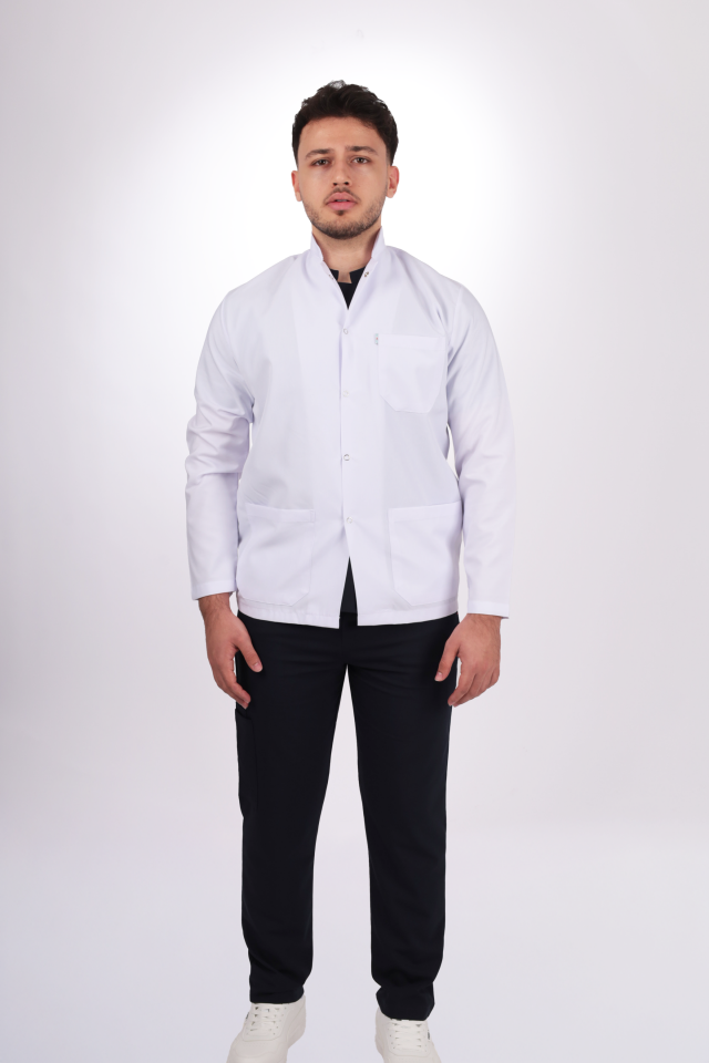 Erkek Alpaka Kısa Boy Uzun Kol Hakim Yaka Doktor Öğretmen Önlüğü