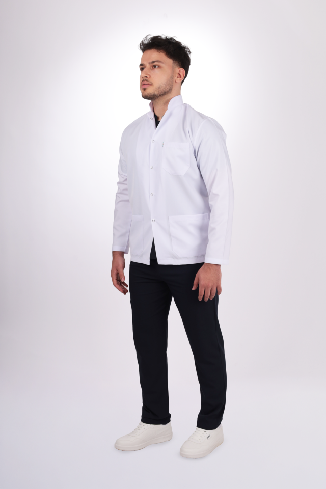 Erkek Alpaka Kısa Boy Uzun Kol Hakim Yaka Doktor Öğretmen Önlüğü