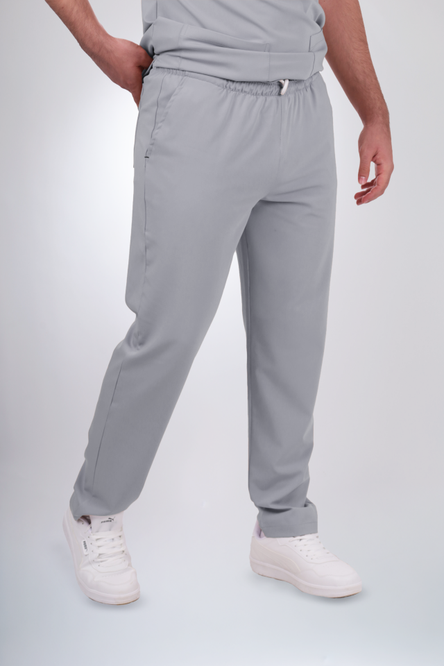Terycoton Kumaş Klasik Seri Erkek Açık Gri Scrubs Terycoton
