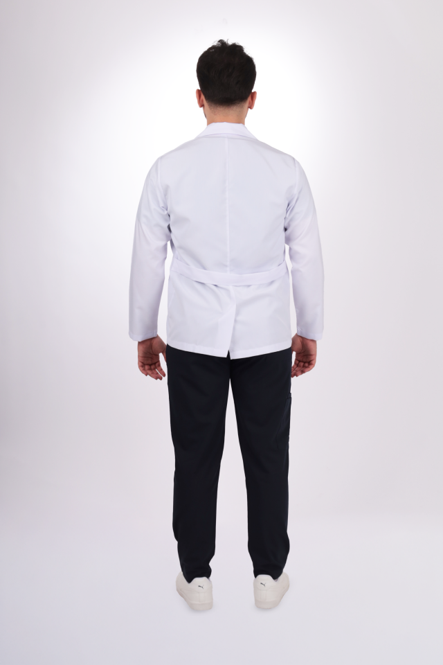 Erkek Alpaka Kısa Boy Uzun Kol Gömlek Yaka Doktor Öğretmen Önlüğü