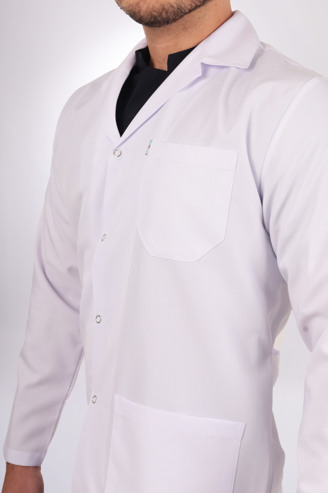 Erkek Alpaka Kısa Boy Uzun Kol Gömlek Yaka Doktor Öğretmen Önlüğü