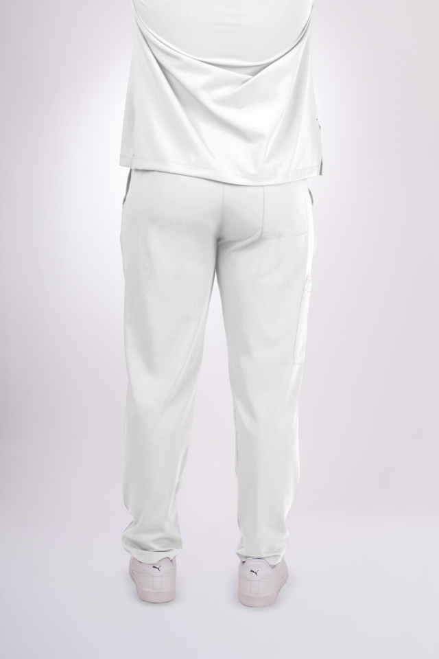 Premium Likralı Snap Seri Erkek Beyaz Scrubs