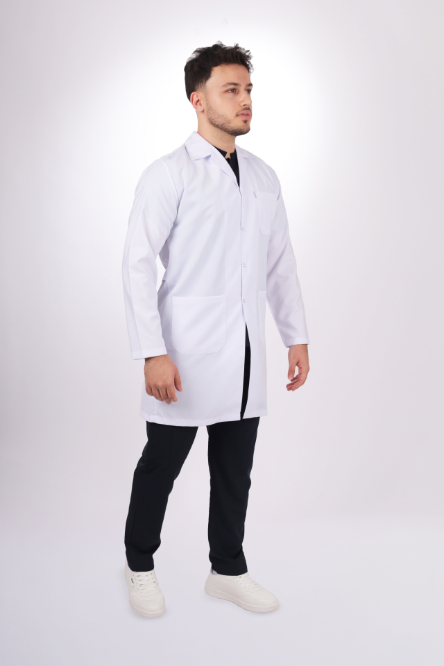 Erkek Alpaka Uzun Boy Uzun Kol Gömlek Yaka Doktor Öğretmen Önlüğü