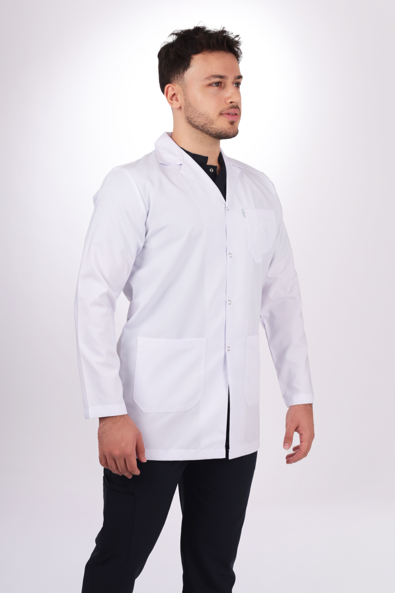 Erkek Alpaka Orta Boy Uzun Kol Gömlek Yaka Doktor Öğretmen Önlüğü