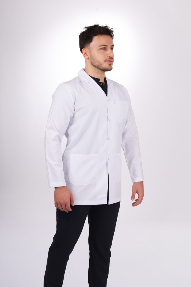 Erkek Alpaka Orta Boy Uzun Kol Gömlek Yaka Doktor Öğretmen Önlüğü