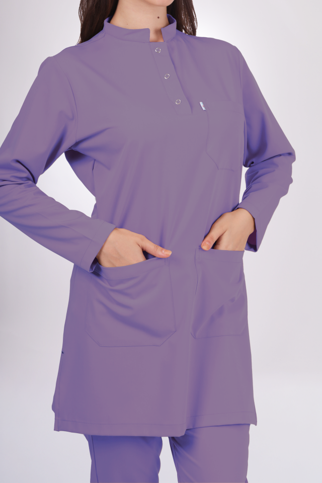 Likralı Tesettür Seri Kadın Lila Scrubs