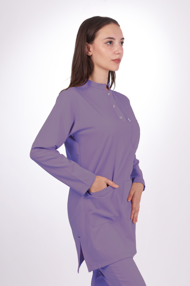 Likralı Tesettür Seri Kadın Lila Scrubs
