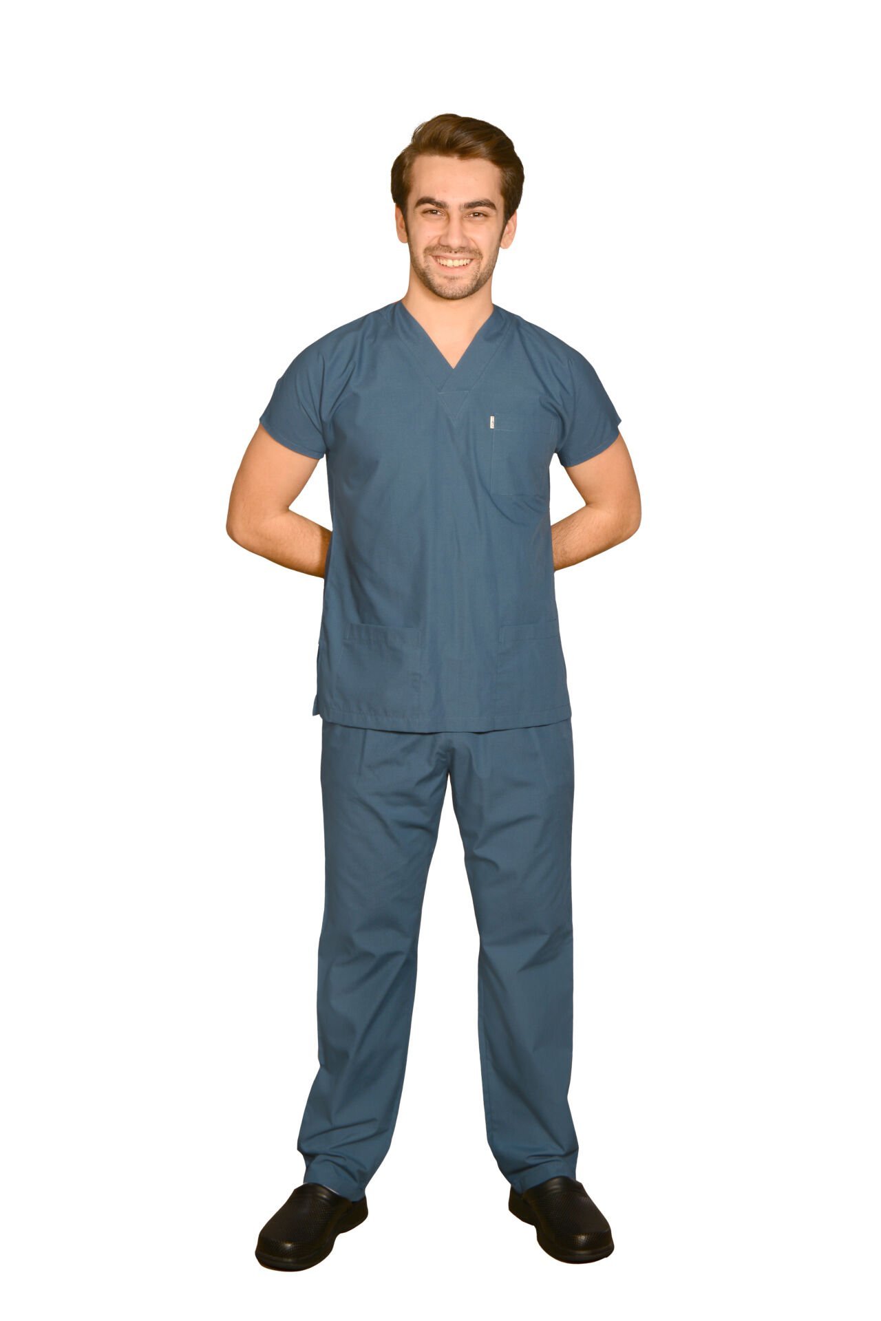 Terycoton Kumaş Klasik Seri Erkek Havacı Mavisi  Scrubs Terycoton