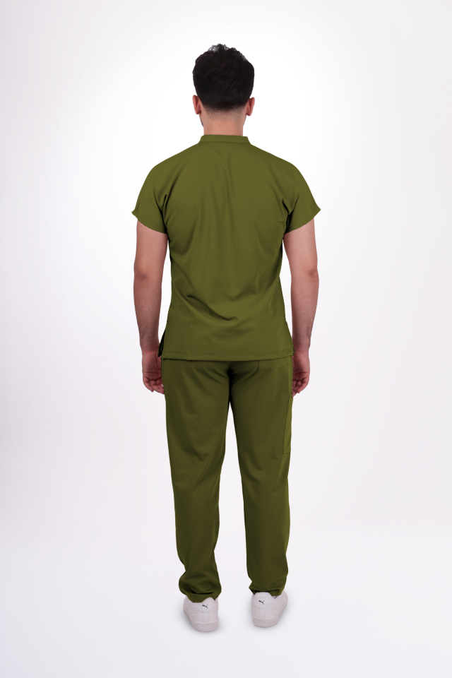 Premium Likralı Snap Seri Erkek Yağ Yeşili Scrubs