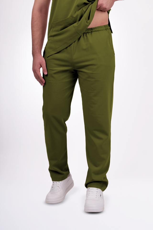 Premium Likralı Snap Seri Erkek Yağ Yeşili Scrubs