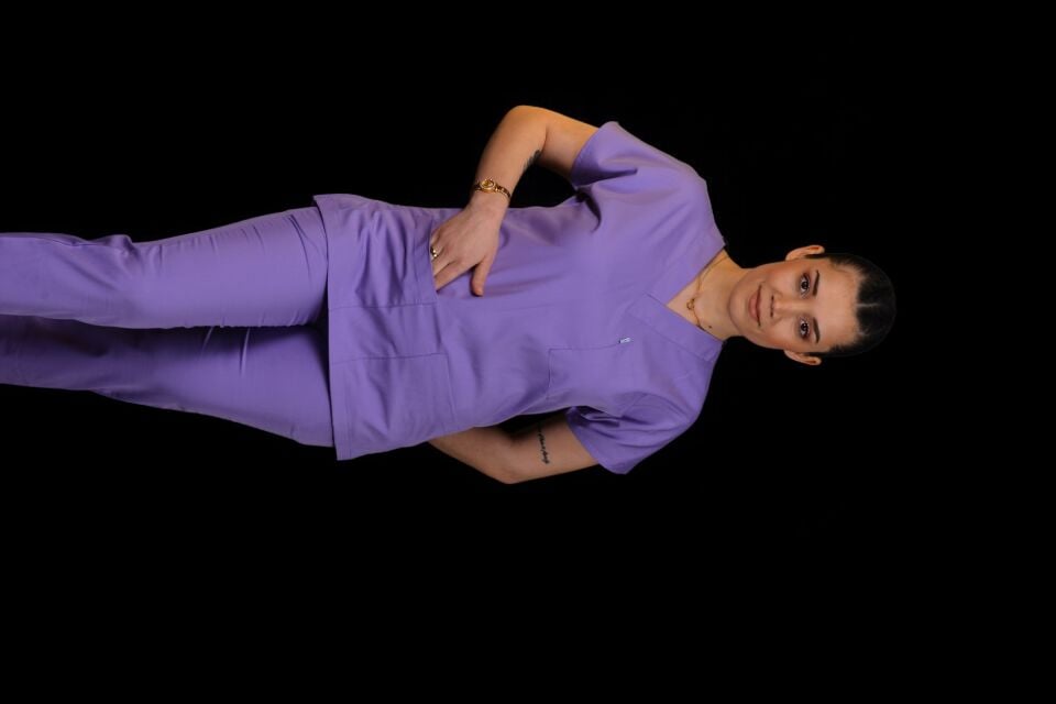 Premium Likralı Klasik Seri Kadın Lila Scrubs