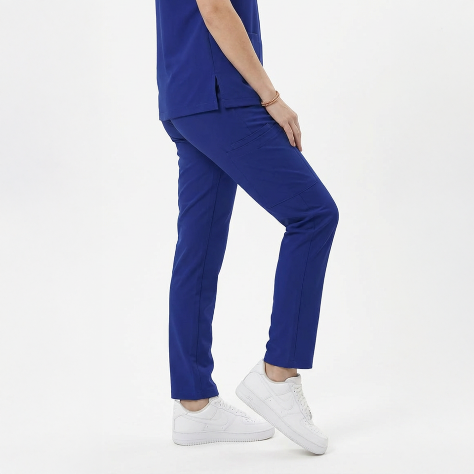 Likralı Snap Seri Kadın Saks Mavisi Scrubs