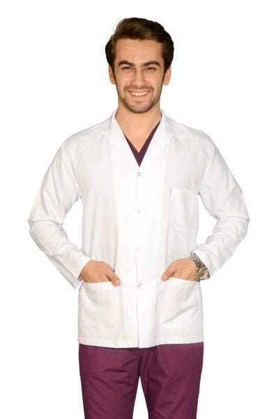 Erkek Alpaka Kısa Boy Uzun Kol Doktor Öğretmen Önlüğü
