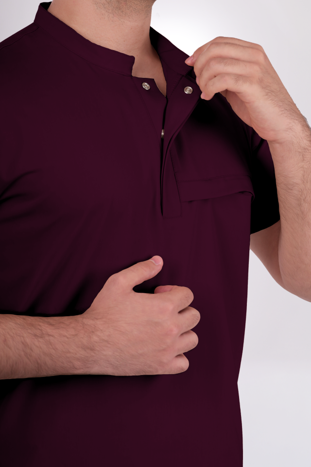 Premium Likralı Lotus Seri Erkek Mürdüm Scrubs