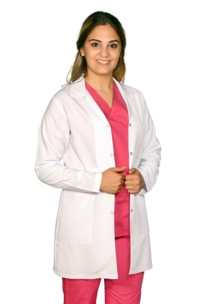 Kadın Alpaka E.Yaka Orta Boy Uzun Kol Doktor Öğretmen Önlüğü XXL - Hayır - İsim Yazılmasın