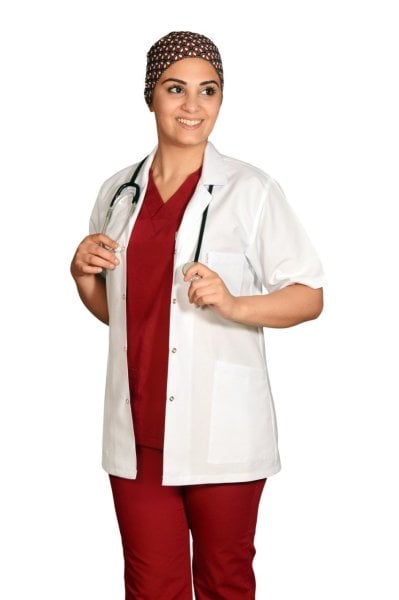 Kadın Alpaka Kısa Boy Kısa Kol Doktor Öğretmen Önlüğü