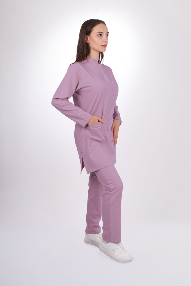 Likralı Tesettür Seri Kadın Aqua Pembe Scrubs