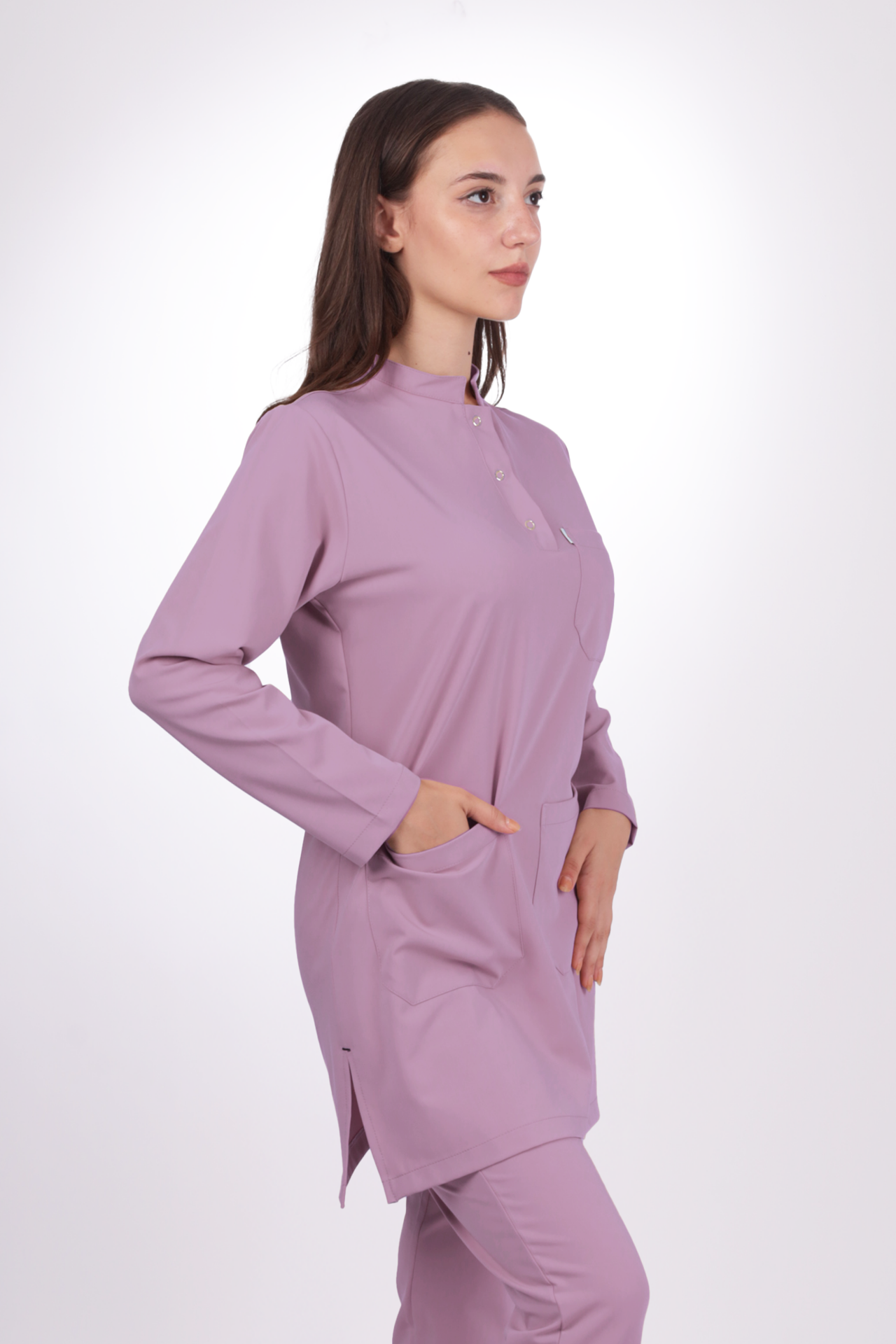 Likralı Tesettür Seri Kadın Aqua Pembe Scrubs