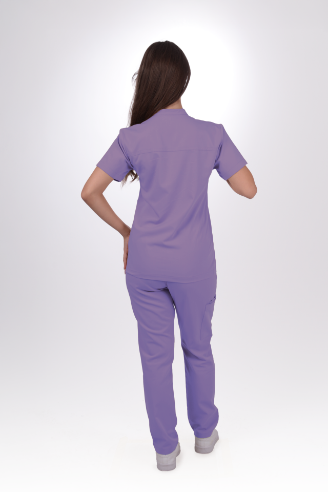 Premium Likralı SnapPrime Seri Kadın Lila Scrubs