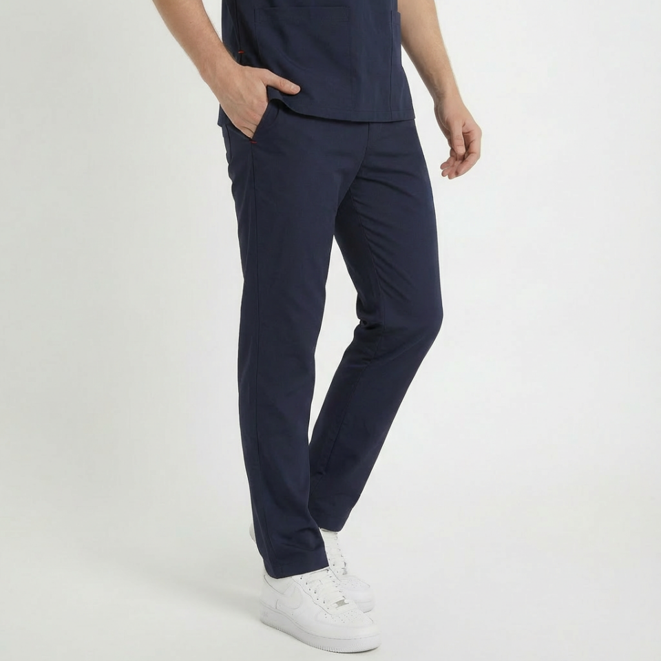 Likralı Klasik Seri Erkek Lacivert Scrubs