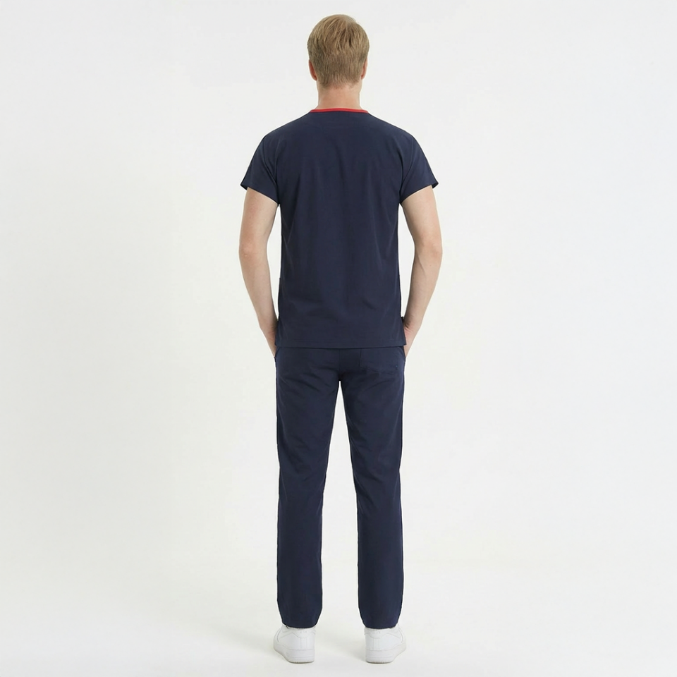 Likralı Klasik Seri Erkek Lacivert Scrubs