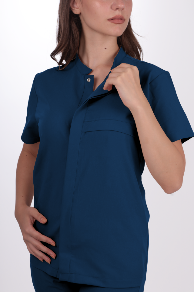 Premium Likralı SnapPrime Seri Kadın Marine Petrol Scrubs