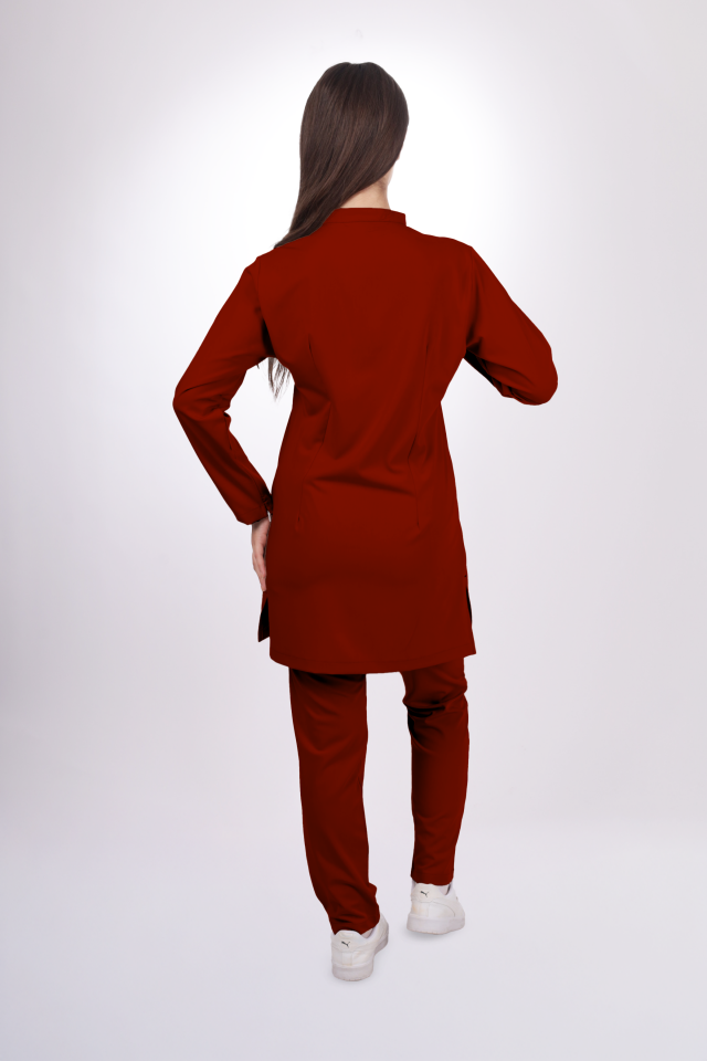 Likralı Tesettür Seri Kadın Bordo Scrubs