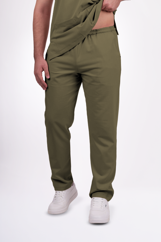 Premium Likralı Snap Seri Erkek Haki Scrubs