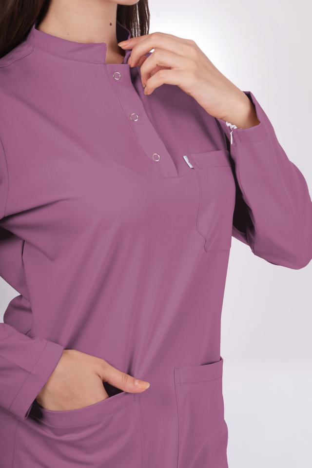 Likralı Tesettür Seri Kadın Açık Mürdüm Scrubs