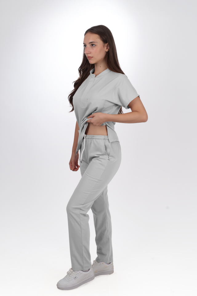 Premium Likralı Snap Seri Kadın Bulut Mavisi Scrubs