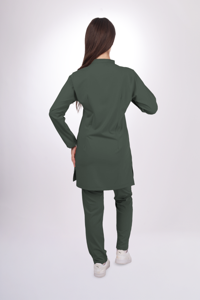 Likralı Tesettür Seri Kadın Avcı Yeşili Scrubs