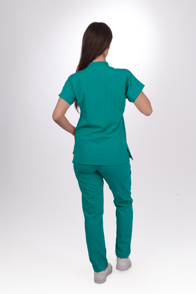 Premium Likralı Snap Seri Kadın Cerrahi Yeşili Scrubs