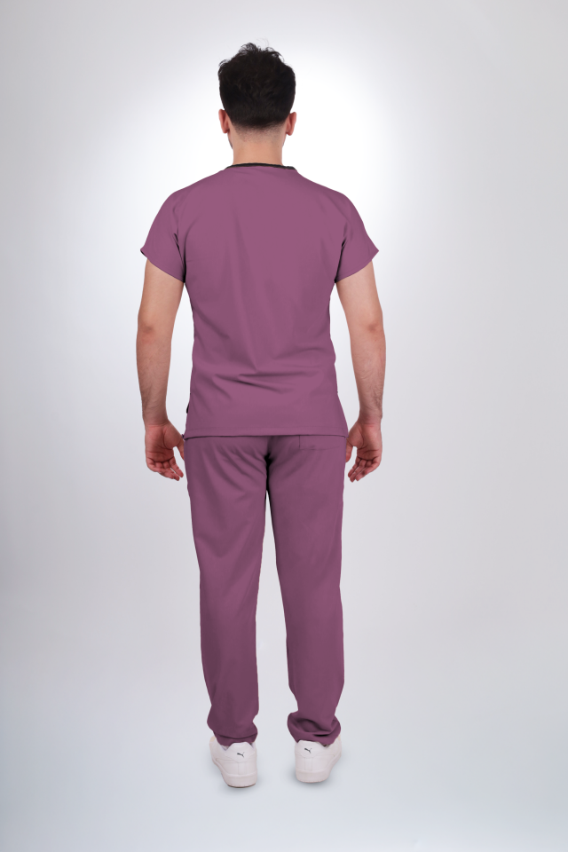 Premium Likralı Klasik Seri Açık Erkek Mürdüm Scrubs