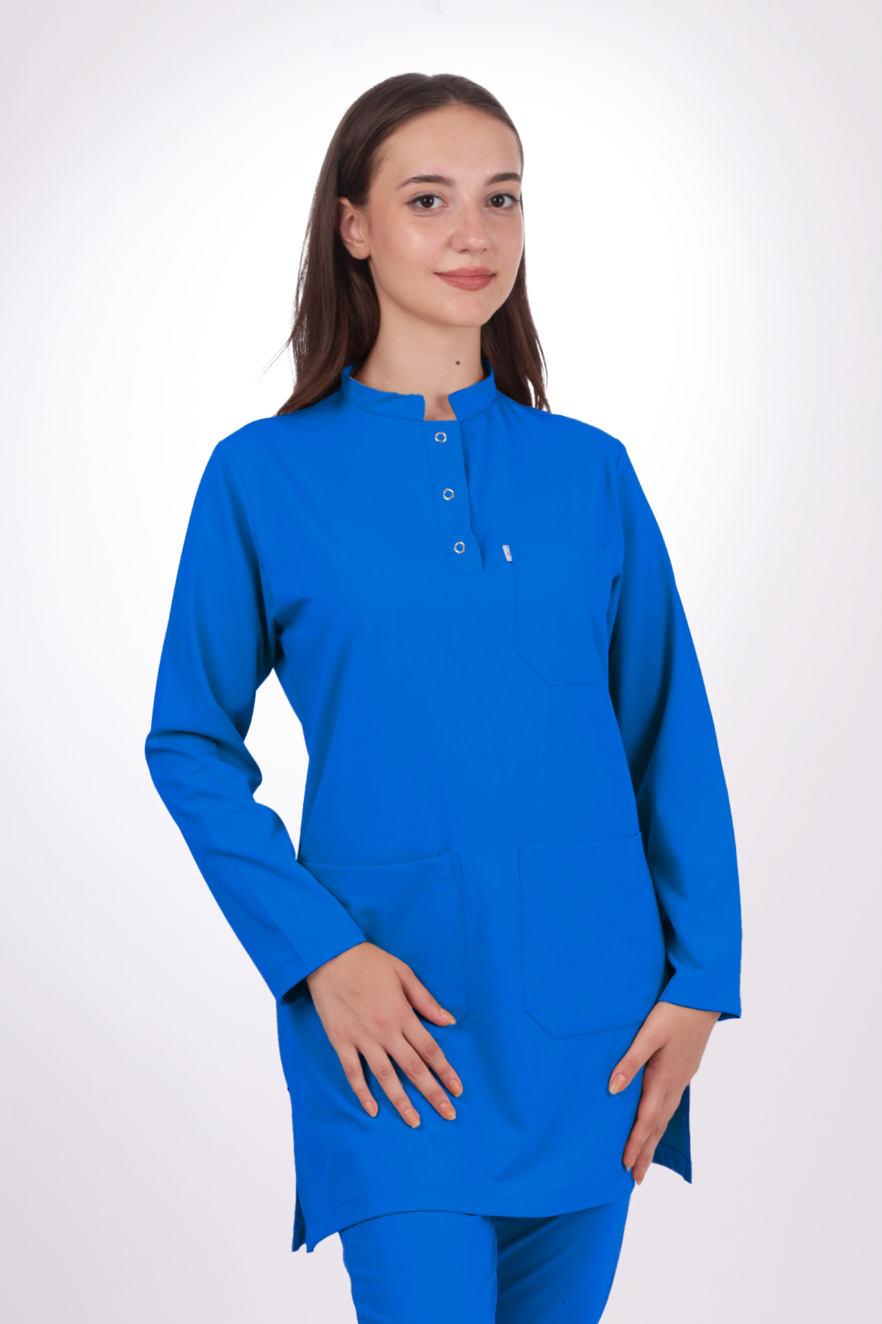 Likralı Tesettür Seri Kadın Gök Mavisi Scrubs