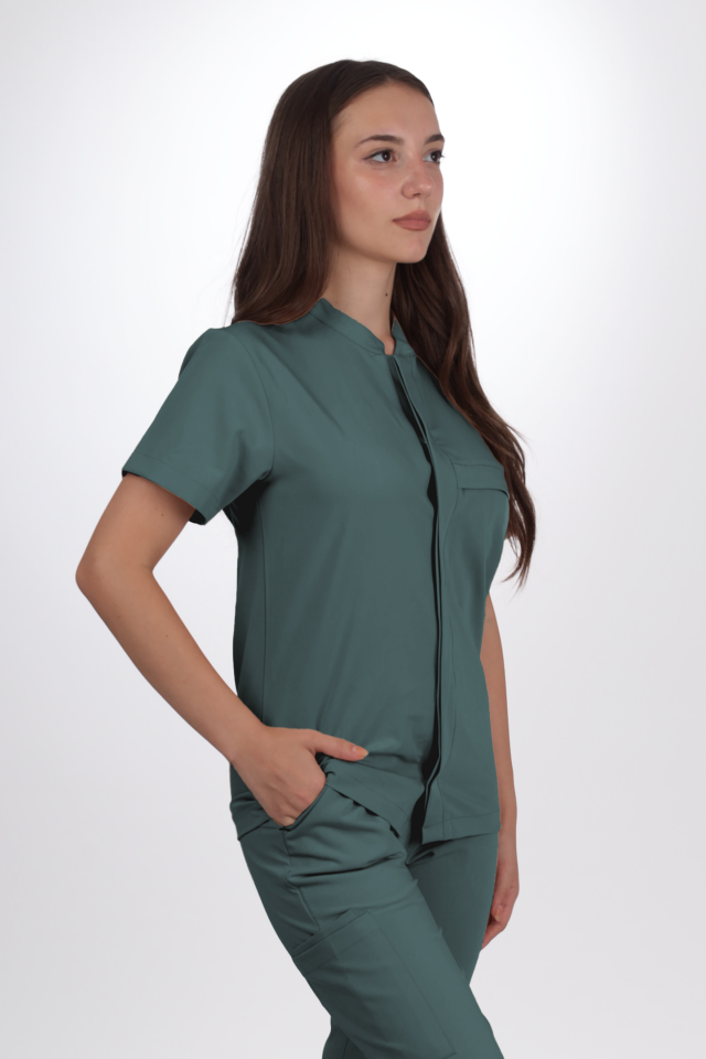 Premium Likralı SnapPrime Seri Kadın Okyanus Mavisi Scrubs