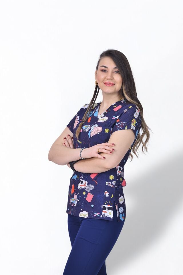 Desenli Seri Üst Lacivert Ambulans/Alt İndigo Lacivert Premium Likralı