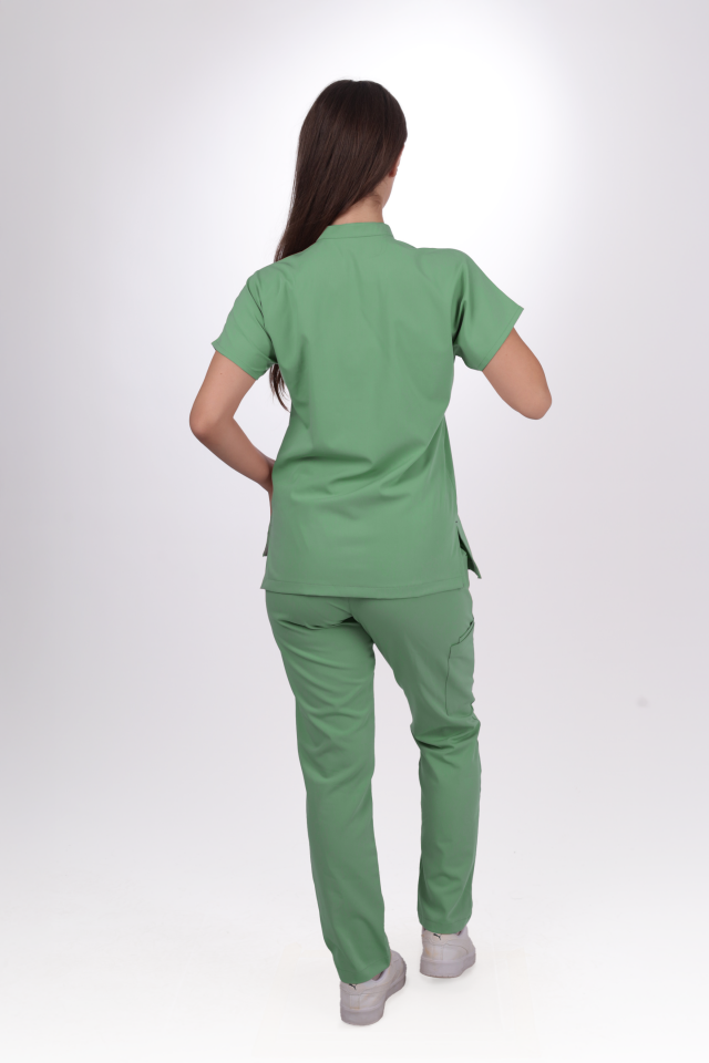 Premium Likralı Snap Seri Kadın Fıstık Yeşili Scrubs